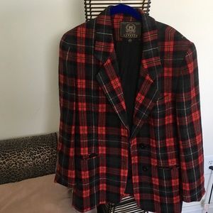 Express red plaid blazer jacket